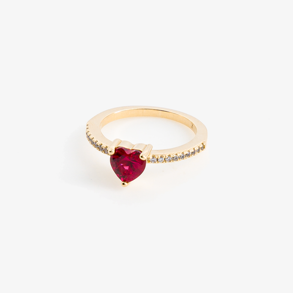 Bague discount coeur rouge